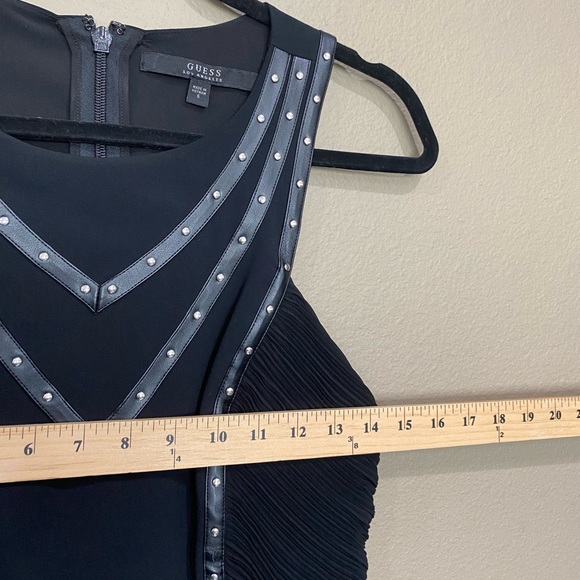 GUESS los angeles womens black dress pleated chiffon studded trim sleeveless 6 - Picture 14 of 15